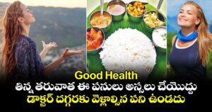 Good Health:  తిన్న తరువాత ఈ పనులు అస్సలు చేయొద్దు.. డాక్టర్ దగ్గరకు వెళ్లాల్సిన పని ఉండదు