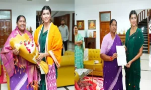 మంత్రి సీతక్కను మర్యాదపూర్వకంగా కలిసిన సినీనటి మంచు లక్ష్మి