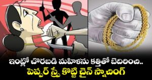 ఇంట్లో చొరబడి మహిళను కత్తితో బెదిరించి.. పెప్పర్ స్ప్రే కొట్టి చైన్ స్నాచింగ్