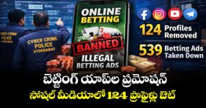 బెట్టింగ్ యాప్ల ప్రమోషన్..  సోషల్ మీడియాలో 124 ప్రొఫైళ్లు ఔట్