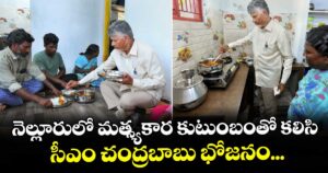నెల్లూరులో మత్స్యకార కుటుంబంతో కలిసి సీఎం చంద్రబాబు భోజనం...