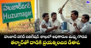 హుజూర్ నగర్ ఇరిగేషన్ శాఖలో అధికారుల మధ్య గొడవ.. తల్వార్⁭తో దాడికి ప్రయత్నించిన డీఈఓ