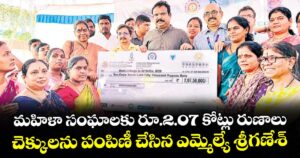 మహిళా సంఘాలకు రూ.2.07 కోట్లు రుణాలు...చెక్కులను పంపిణీ చేసిన ఎమ్మెల్యే శ్రీగణేశ్