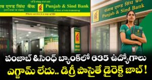 పంజాబ్ & సింధ్ బ్యాంక్‌లో 635 ఉద్యోగాలు:  ఎగ్జామ్ లేదు.. డిగ్రీ పాసైతే డైరెక్ట్ జాబ్ !