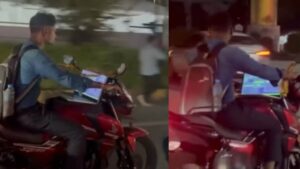 Work From Bike: వర్క్ ఫ్రం హోం పోయింది.. వర్క్ ఫ్రం బైక్ వచ్చేసింది.. వీడియో వైరల్..