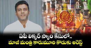 ఏపీ లిక్కర్ స్కాం కేసులో మాజీ మంత్రి కారుమూరి కొడుకు అరెస్ట్
