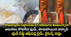 కొండాపూర్ రెస్టారెంట్ లో బిరియాని తింటున్నారా..ఎలుకలు కొరికిన ఫుడ్.. పాచిపోయిన బిర్యానీ..ఫుడ్ సేఫ్టీ ఆఫీసర్ల రైడ్.. లైసెన్స్ రద్దు