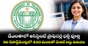 డీఎంఈలో అసిస్టెంట్ ప్రొఫెసర్ల భర్తీ పూర్తి...30 డిపార్ట్‌‌‌‌‌‌‌‌‌‌‌‌‌‌‌‌మెంట్లలో 433 మందితో మెరిట్‌‌‌‌‌‌‌‌‌‌‌‌‌‌‌‌ లిస్టు విడుదల