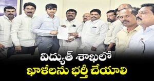 విద్యుత్ శాఖలో  ఖాళీలను భర్తీ చేయాలి : టీజీపీఈజేఏసీ నేతలు