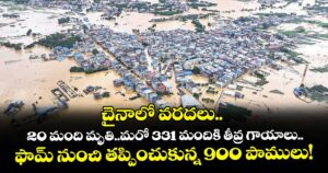 చైనాలో వరదలు..  20 మంది మృతి..మరో 331 మందికి తీవ్ర గాయాలు..ఫామ్ నుంచి తప్పించుకున్న 900 పాములు!