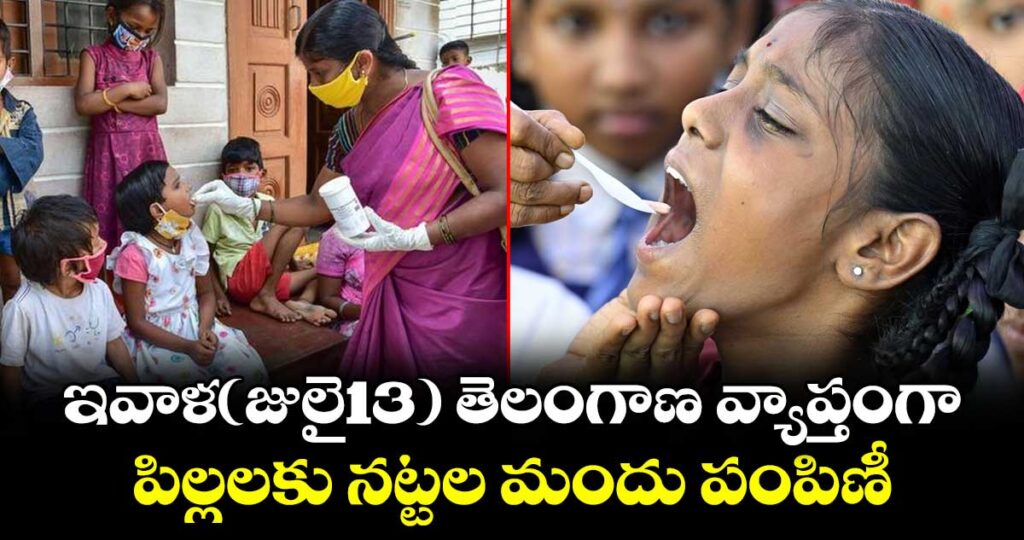 ఇవాళ(జులై13) తెలంగాణ వ్యాప్తంగా.. పిల్లలకు నట్టల మందు పంపిణీ  