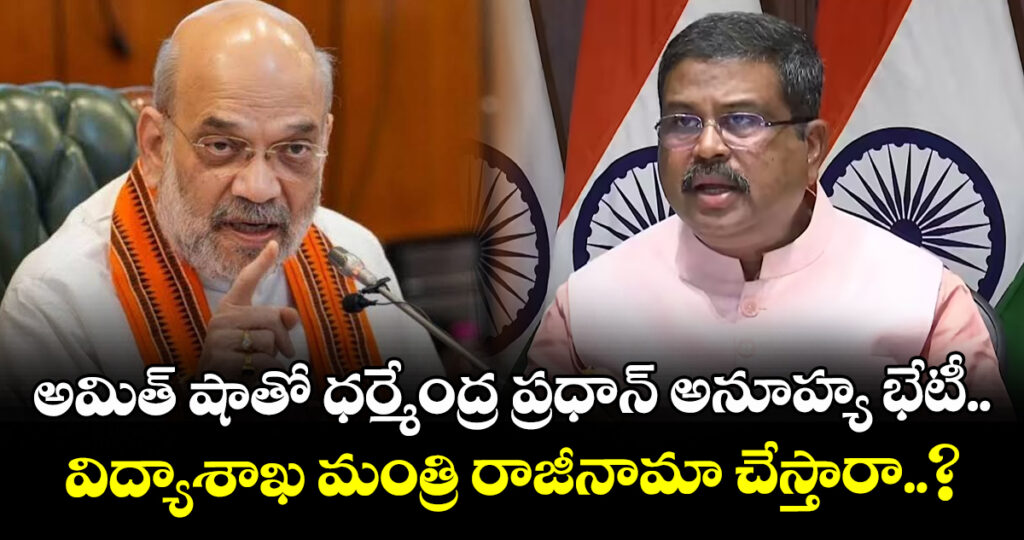 అమిత్ షాతో ధర్మేంద్ర ప్రధాన్ అనూహ్య భేటీ .. విద్యాశాఖ మంత్రి రాజీనామా చేస్తారా..?