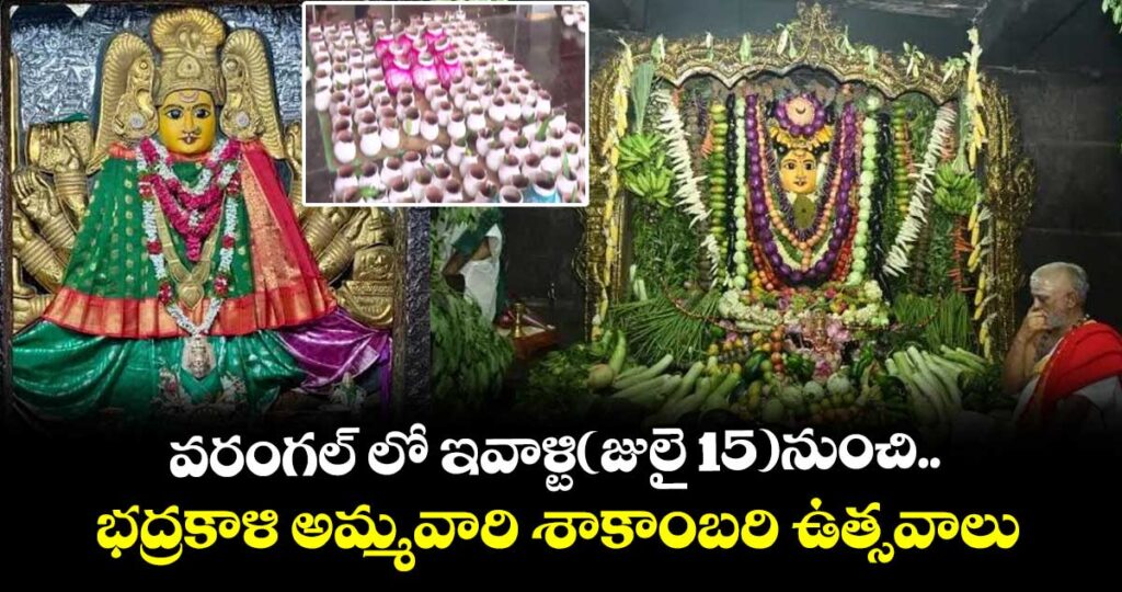 వరంగల్ లో ఇవాళ్టి(జులై 15)నుంచి..భద్రకాళి అమ్మవారి శాకాంబరి ఉత్సవాలు