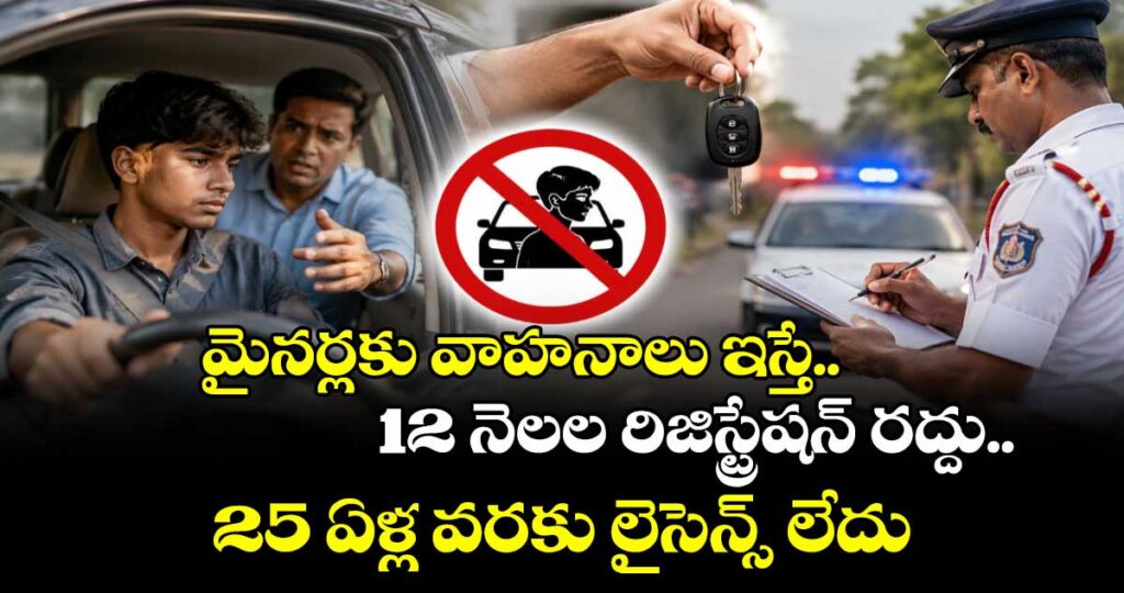 మైనర్లకు వాహనాలు ఇస్తే.. 12 నెలల రిజిస్ట్రేషన్ రద్దు..25 ఏళ్ల వరకు లైసెన్స్ లేదు 