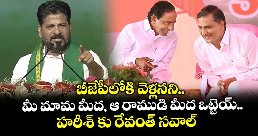 బీజేపీలోకి వెళ్లనని..మీ మామ మీద, ఆ రాముడి మీద  ఒట్టెయ్..హరీశ్ కు రేవంత్ సవాల్
