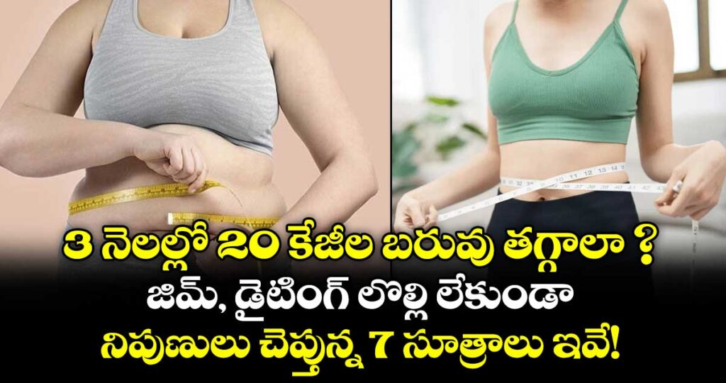 3 నెలల్లో 20 కేజీల బరువు తగ్గాలా ? జిమ్‌, డైటింగ్ లొల్లి లేకుండా నిపుణులు చెప్తున్న 7 సూత్రాలు ఇవే!